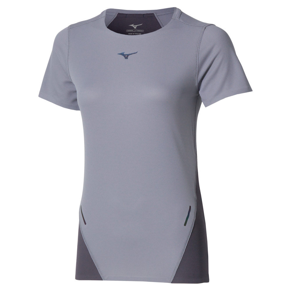 Mizuno Tech Light Dryaeroflow Short Sleeve Tee Quicksilver Damen Grösse M